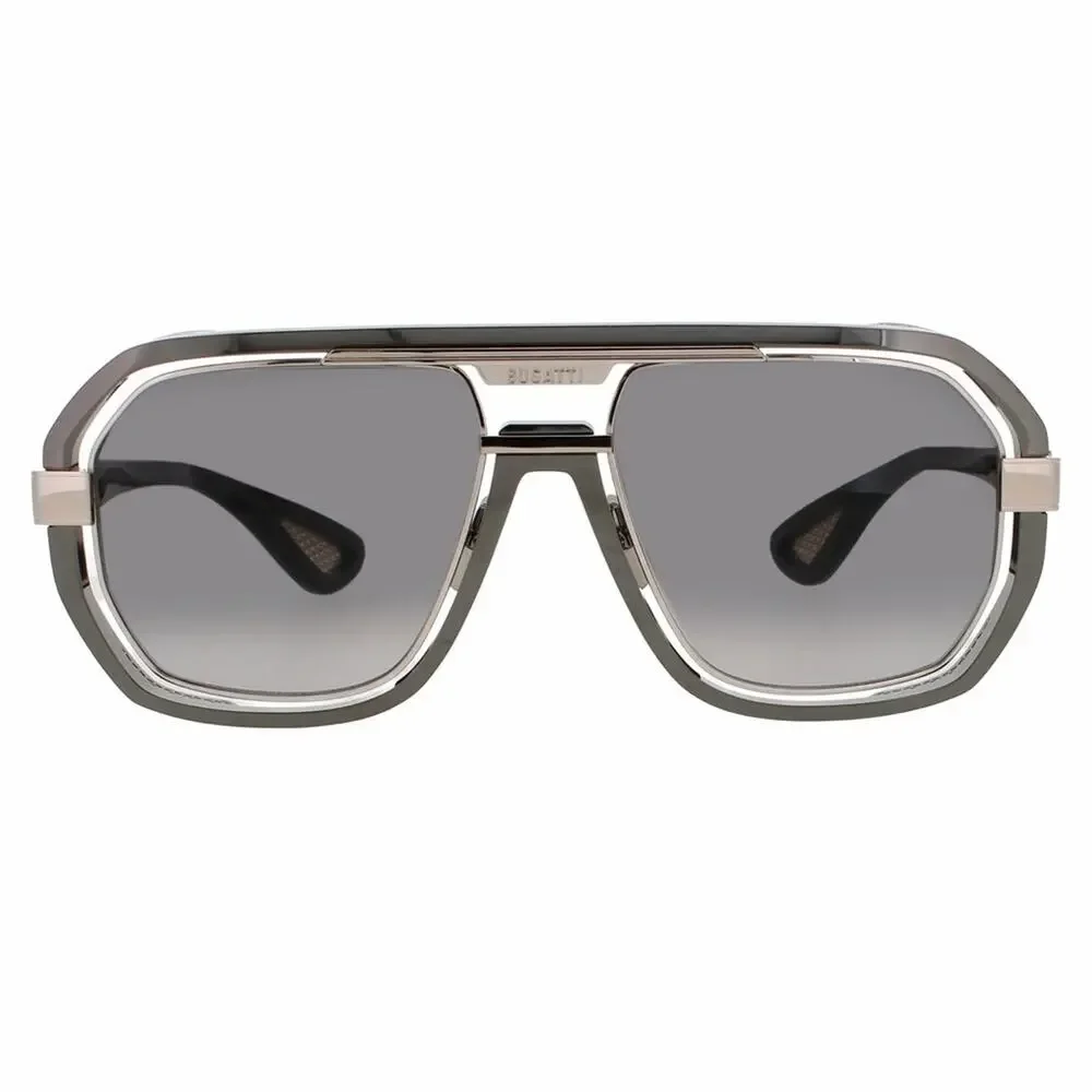 New! BUGATTI 08-GM/WG Stylish Gunmetal White Gold Sunglasses, Authentic